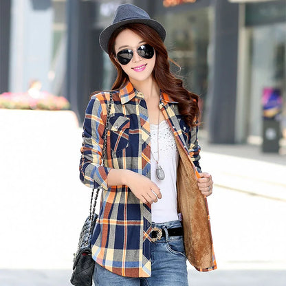 Women Thicke Plaid Shirt stylish Jacket