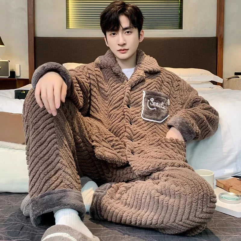 Men's Winter Pajamas Sleepwear Set